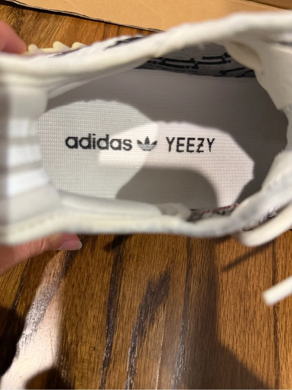 Adidas Yeezy Zebra Knit Lace-Up Sneakers in White & Black